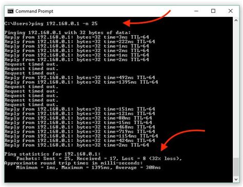 ping test for dropping packets